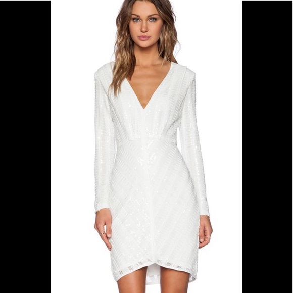 Lumier by Bariano Loved and Lost White Sequin Dress Medium NEW NWT - Picture 1 of 3